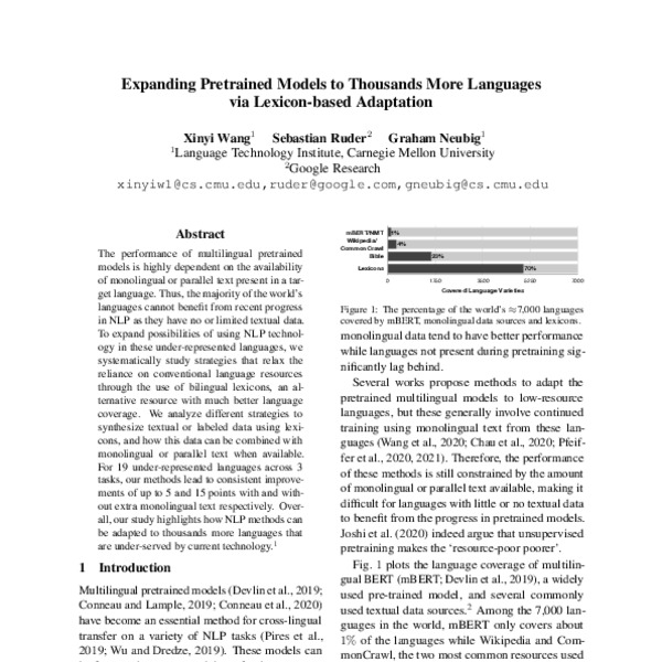 Expanding Pretrained Models to Thousands More Languages via Lexicon ...