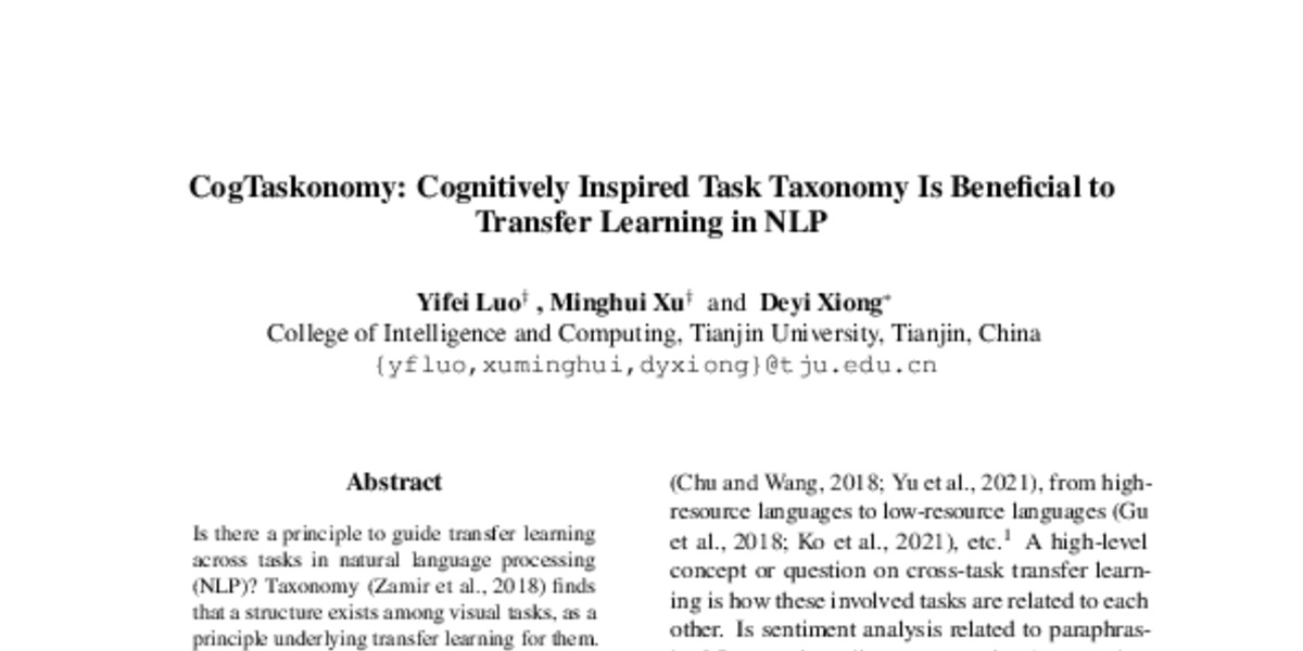 CogTaskonomy: Cognitively Inspired Task Taxonomy Is Beneficial to