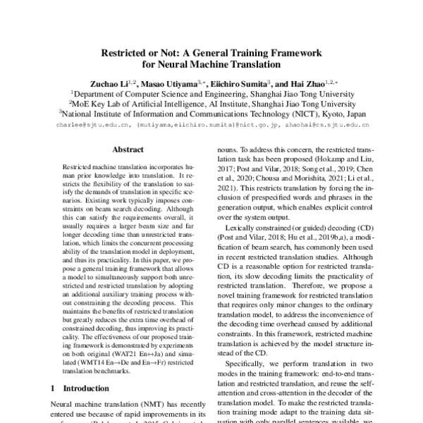 Restricted or Not: A General Training Framework for Neural Machine ...