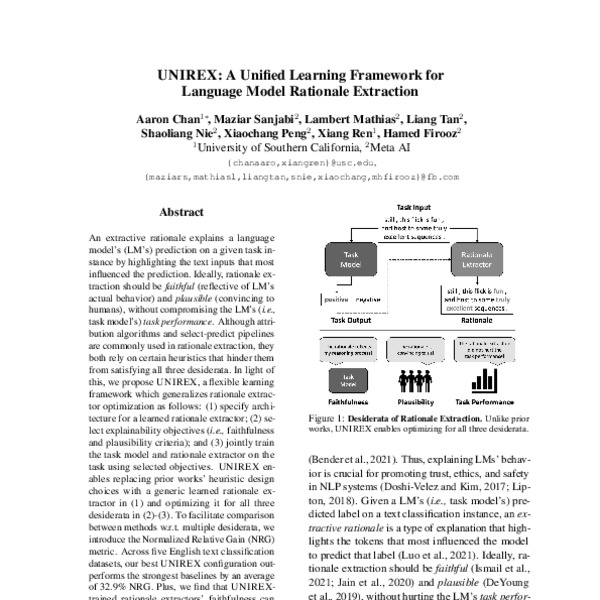 UNIREX: A Unified Learning Framework for Language Model Rationale ...