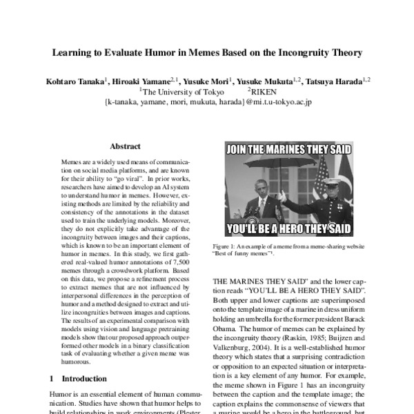 Learning to Evaluate Humor in Memes Based on the Incongruity Theory ...