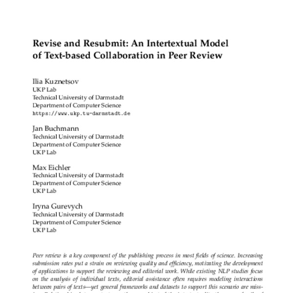 Revise and Resubmit: An Intertextual Model of Text-based Collaboration ...