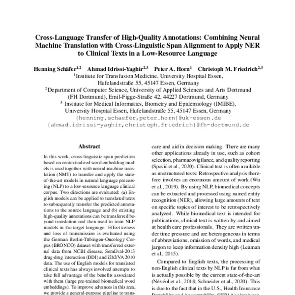 Cross Language Transfer Of High Quality Annotations Combining Neural Machine Translation With