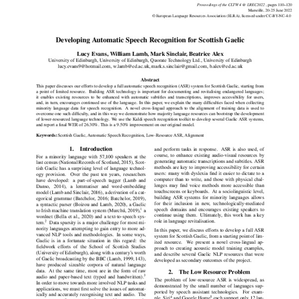 Developing Automatic Speech Recognition for Scottish Gaelic - ACL Anthology