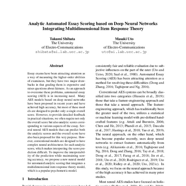 Analytic Automated Essay Scoring Based On Deep Neural Networks ...