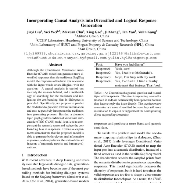 Incorporating Causal Analysis into Diversified and Logical Response