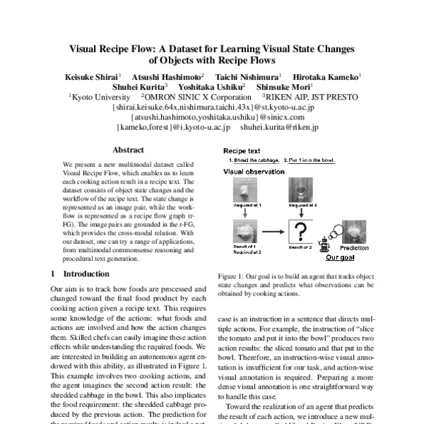 Visual Recipe Flow: A Dataset for Learning Visual State Changes of ...