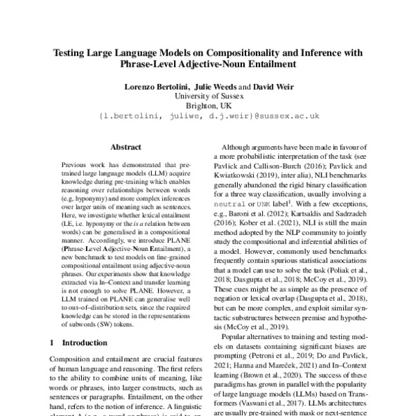 Testing Large Language Models on Compositionality and Inference with ...