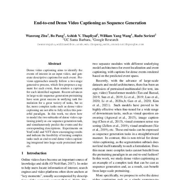 End-to-end Dense Video Captioning as Sequence Generation - ACL Anthology