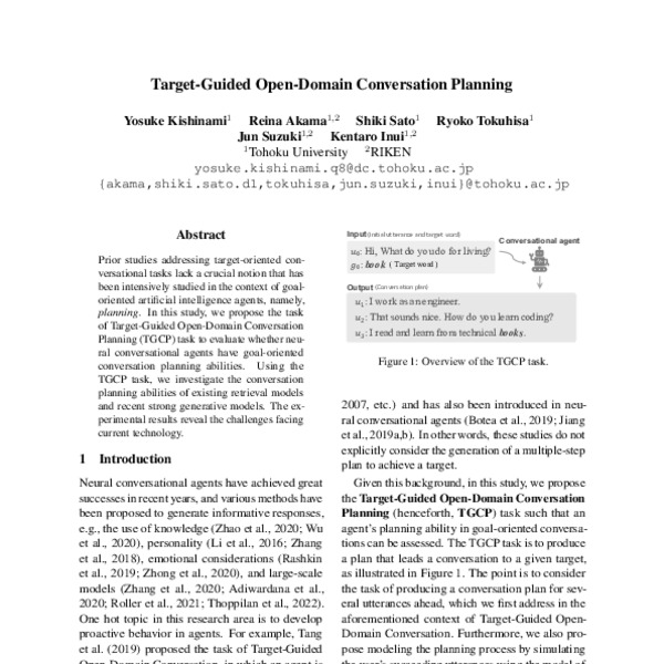 TargetGuided OpenDomain Conversation Planning ACL Anthology