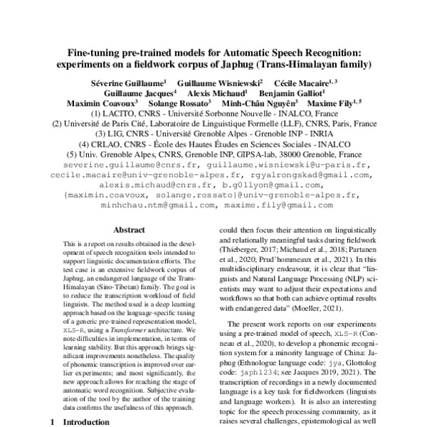 Fine-tuning pre-trained models for Automatic Speech Recognition ...