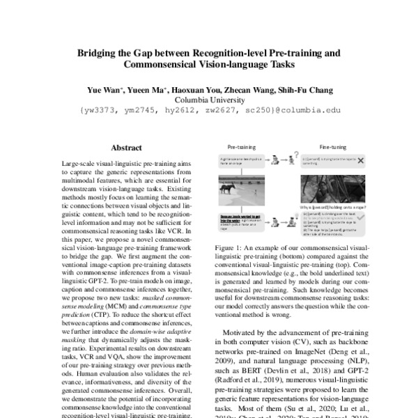 Bridging the Gap between Recognition-level Pre-training and ...