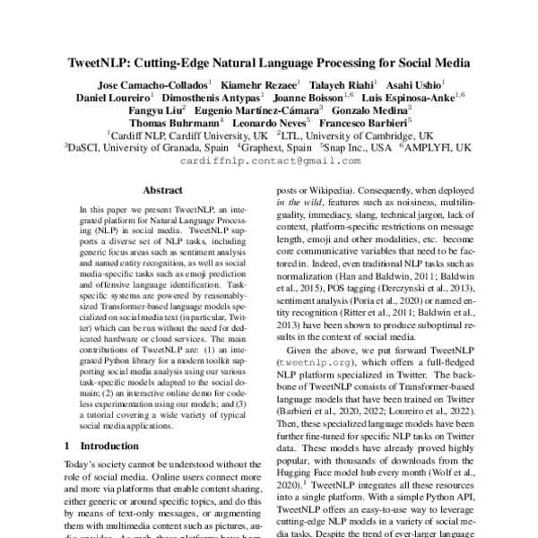 TweetNLP: Cutting-Edge Natural Language Processing for Social Media ...