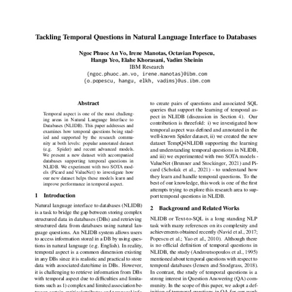 Tackling Temporal Questions in Natural Language Interface to Databases