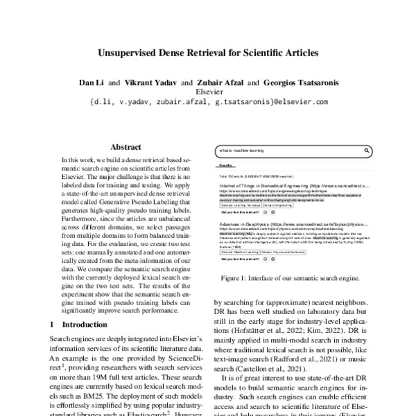 Unsupervised Dense Retrieval for Scientific Articles ACL Anthology