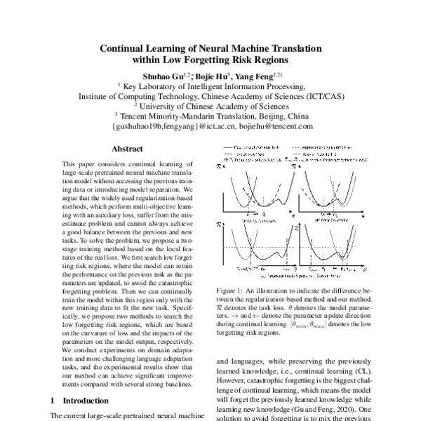 Continual Learning of Neural Machine Translation within Low Forgetting ...