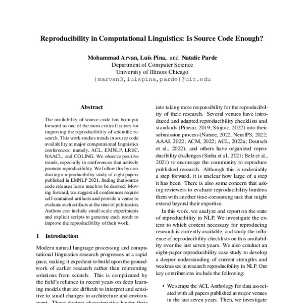 Reproducibility in Computational Linguistics: Is Source Code