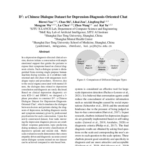 D4: a Chinese Dialogue Dataset for Depression-Diagnosis-Oriented Chat ...