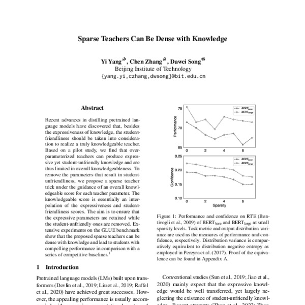 Sparse Teachers Can Be Dense with Knowledge - ACL Anthology