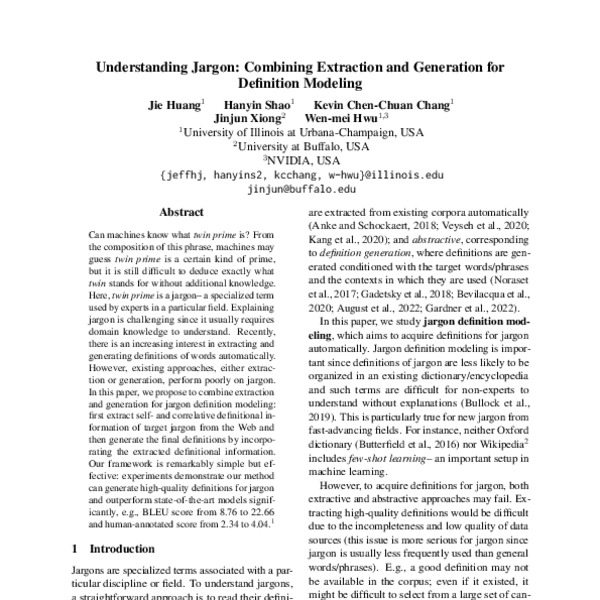 Understanding Jargon Combining Extraction and Generation for