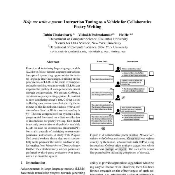 Help me write a Poem Instruction Tuning as a Vehicle for