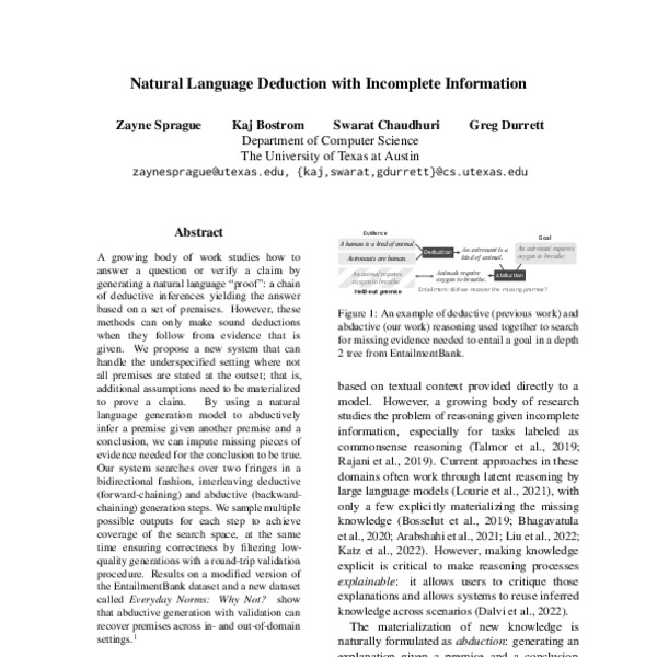 Natural Language Deduction with Incomplete Information - ACL Anthology