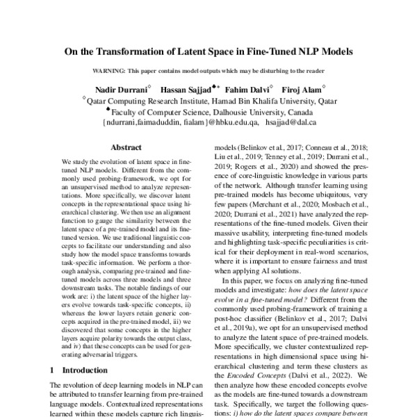 On the Transformation of Latent Space in Fine-Tuned NLP Models - ACL ...