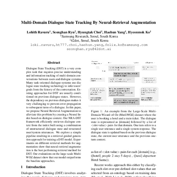 Multi-Domain Dialogue State Tracking By Neural-Retrieval Augmentation ...