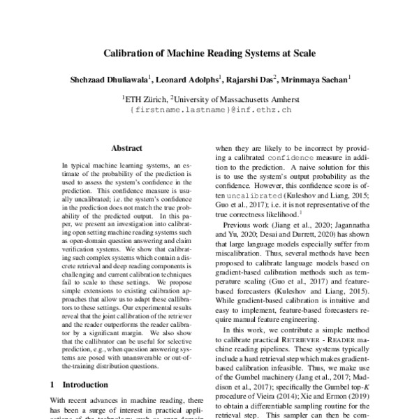 Calibration of Machine Reading Systems at Scale - ACL Anthology