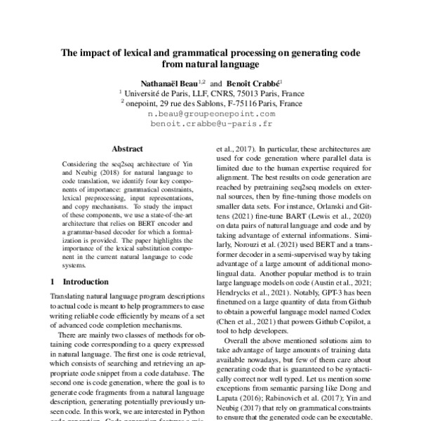 The impact of lexical and grammatical processing on generating code ...