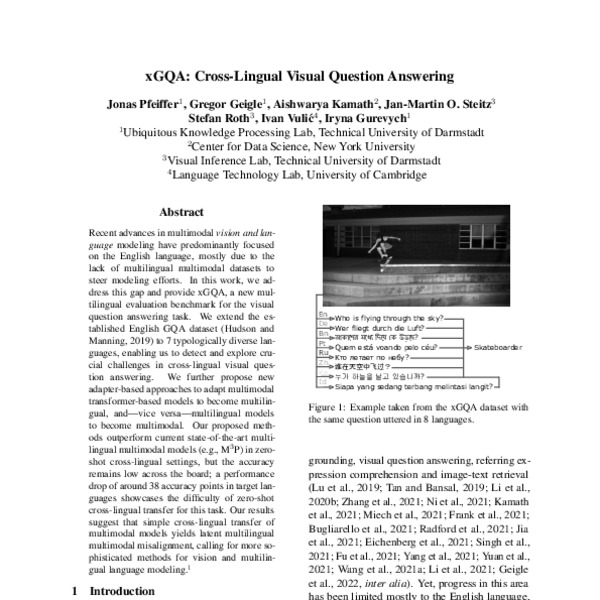 xGQA: Cross-Lingual Visual Question Answering - ACL Anthology