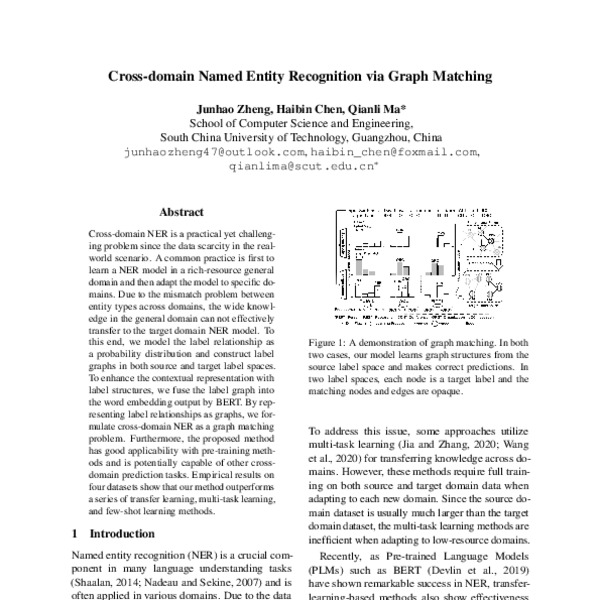 Cross-domain Named Entity Recognition Via Graph Matching - ACL Anthology