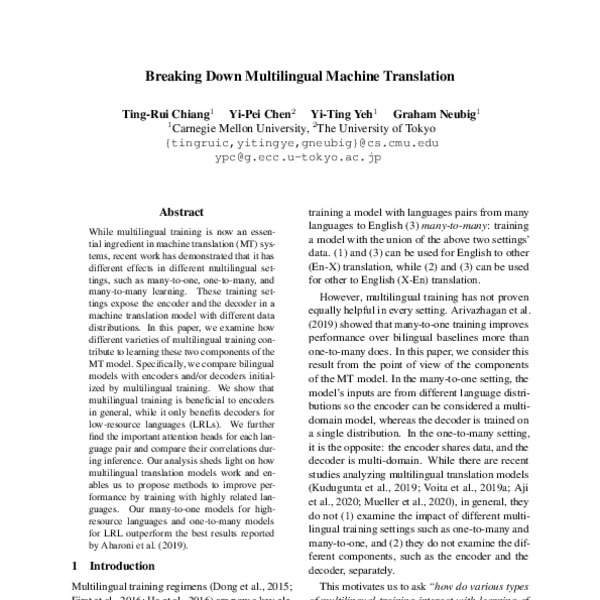 Breaking Down Multilingual Machine Translation - ACL Anthology
