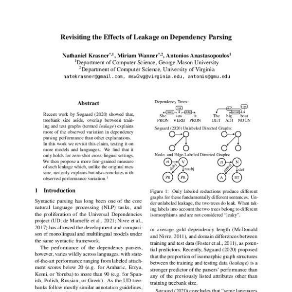 Revisiting the Effects of Leakage on Dependency Parsing - ACL Anthology
