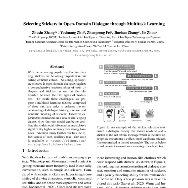 Selecting Stickers in Open-Domain Dialogue through Multitask