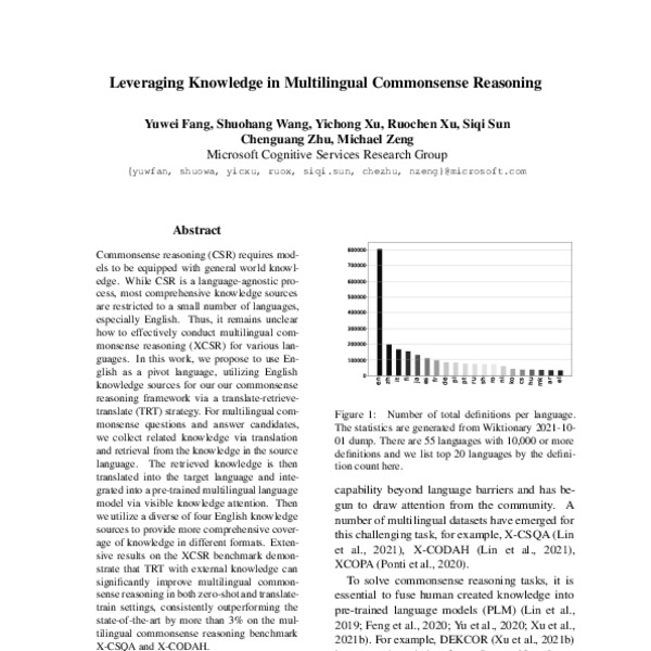 Leveraging Knowledge in Multilingual Commonsense Reasoning - ACL Anthology