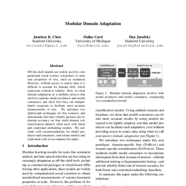 Modular Domain Adaptation - ACL Anthology