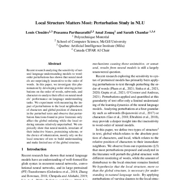 Towards a ‘Natural’ Narratology Local Structure Matters Most: Perturbation Study in NLU