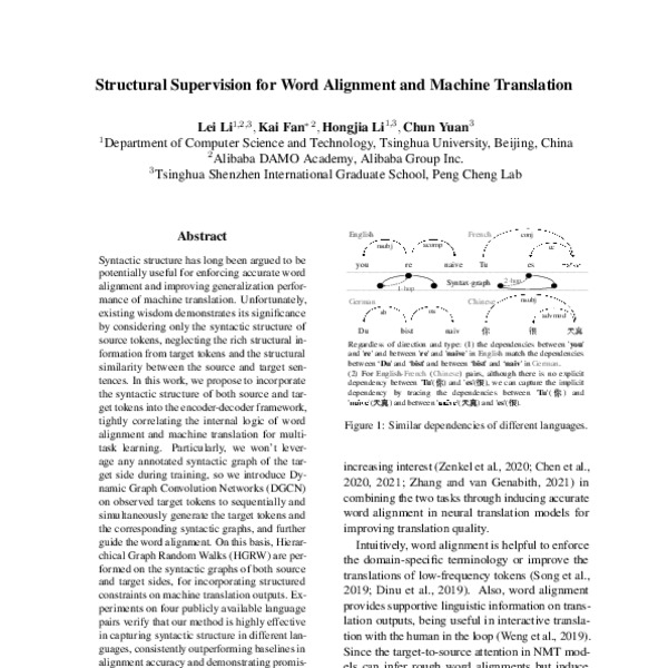 Structural Supervision for Word Alignment and Machine Translation - ACL ...