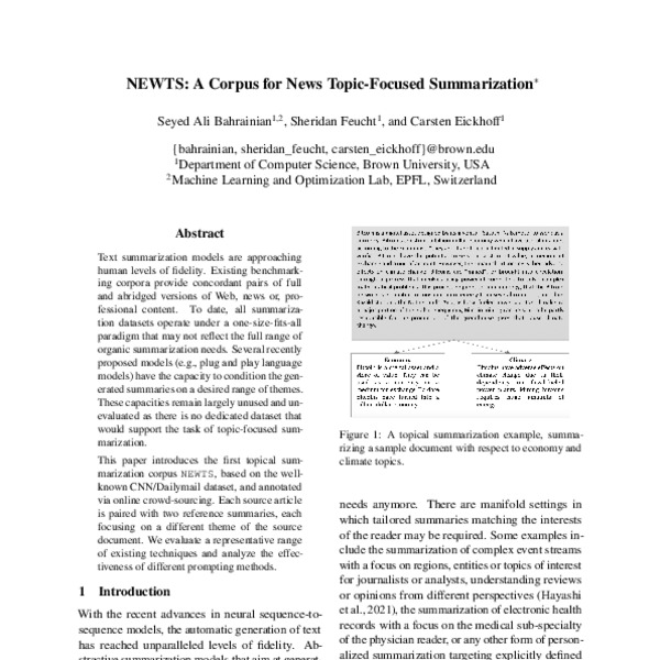NEWTS: A Corpus for News Topic-Focused Summarization - ACL Anthology