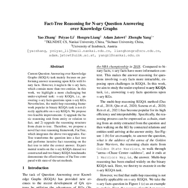 Fact-Tree Reasoning for N-ary Question Answering over Knowledge Graphs ...