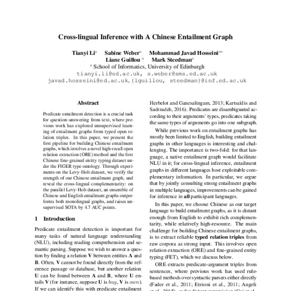 Cross-lingual Inference with A Chinese Entailment Graph - ACL Anthology