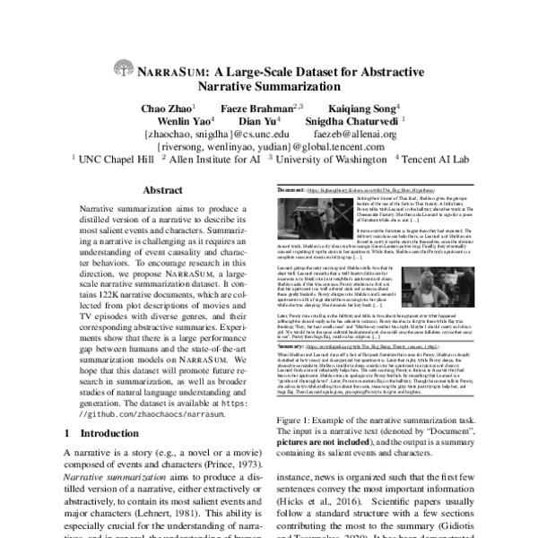 NarraSum: A Large-Scale Dataset for Abstractive Narrative Summarization ...