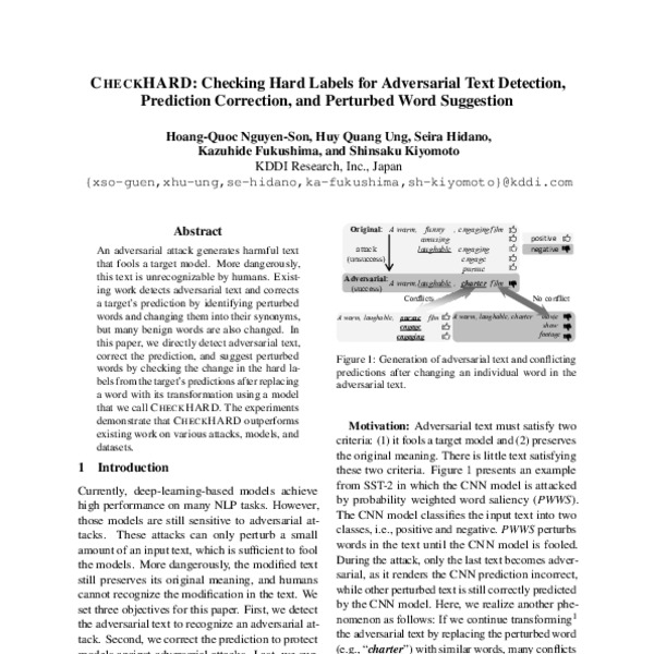 CheckHARD Checking Hard Labels for Adversarial Text Detection