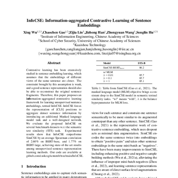 InfoCSE Informationaggregated Contrastive Learning of Sentence