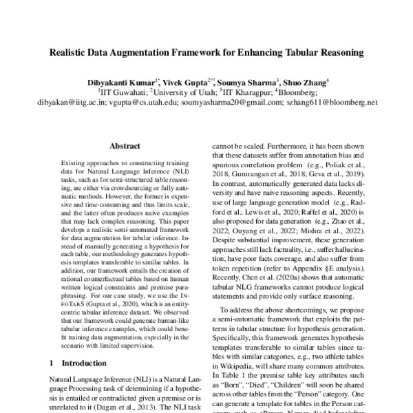 Realistic Data Augmentation Framework for Enhancing Tabular Reasoning