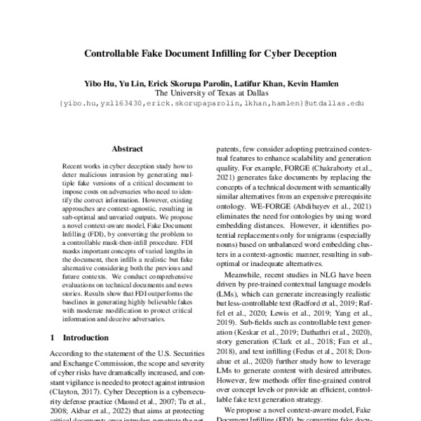 Controllable Fake Document Infilling for Cyber Deception - ACL Anthology