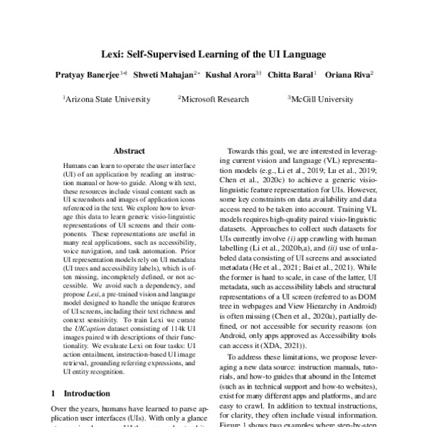 Lexi: Self-Supervised Learning of the UI Language - ACL Anthology