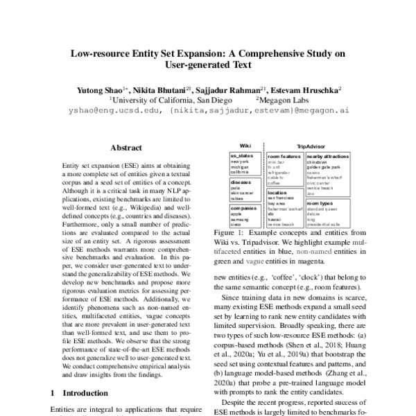 Low-resource Entity Set Expansion: A Comprehensive Study on User ...