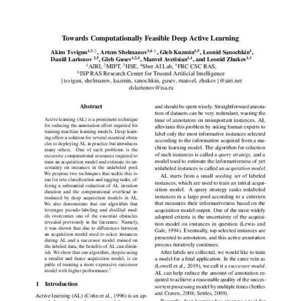 Towards Computationally Feasible Deep Active Learning - ACL Anthology